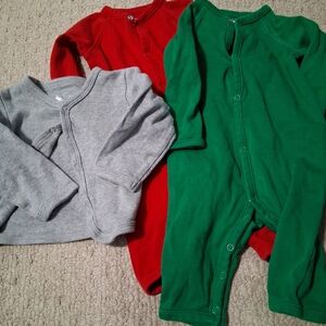 Kids One-Piece Snap Romper in Green, Red & Gray Sweater Primary